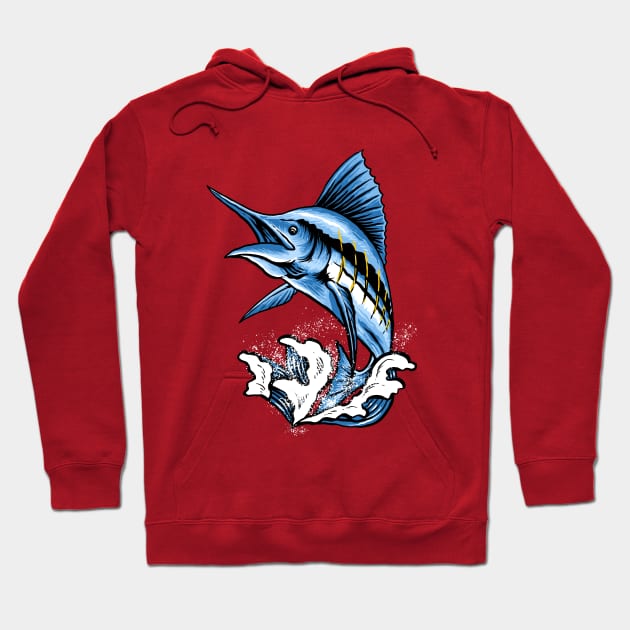 Marlin fish illustration Hoodie by Mako Design 